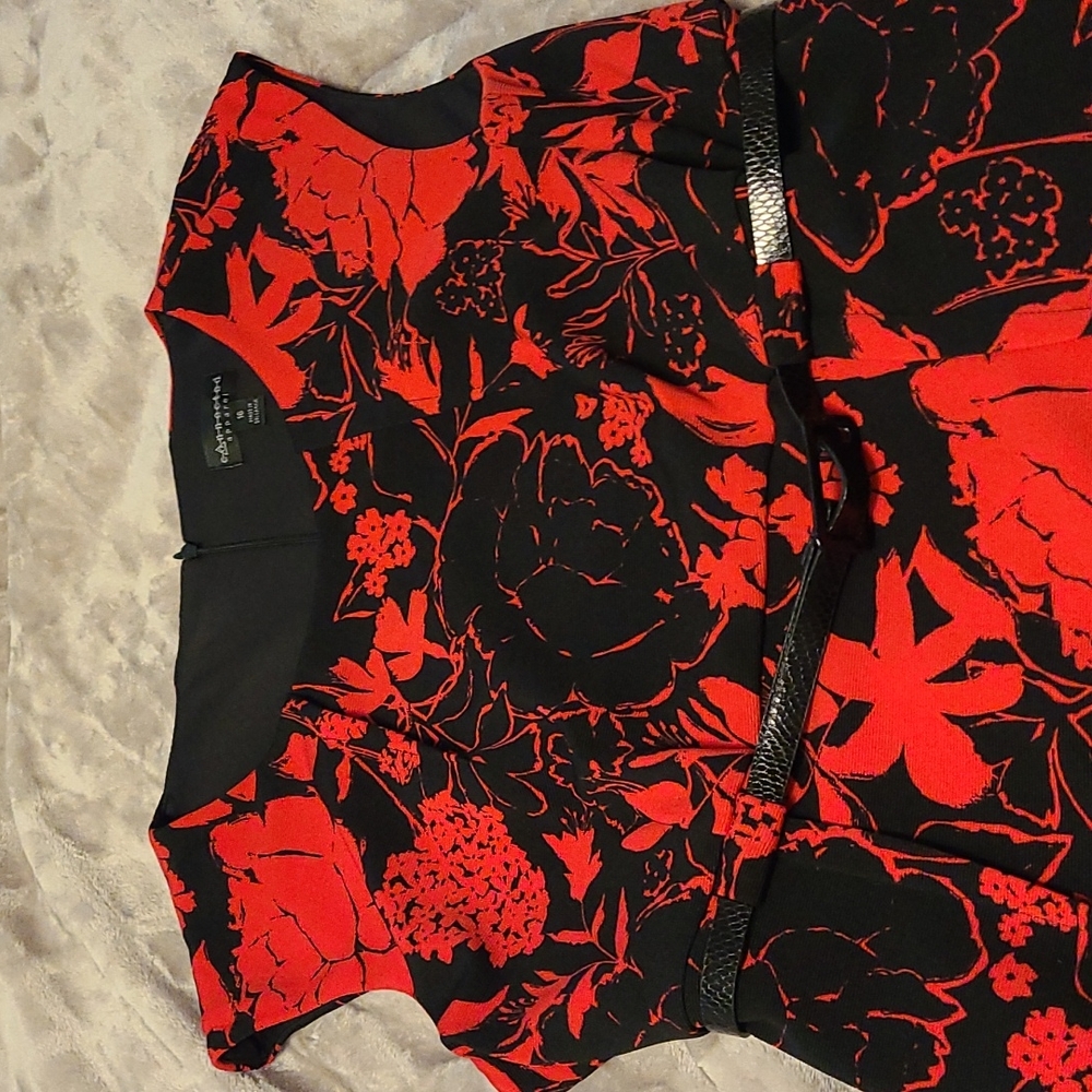 Black and red floral dress